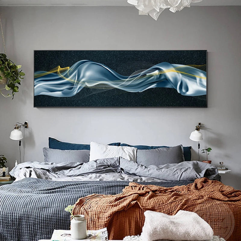 Light Luxury Flowing Ribbon Concept Abstract Wall Art Fine Art Canvas Prints - Wide Format Pictures For Bedroom Above The Bed Modern Art For Above The Sofa