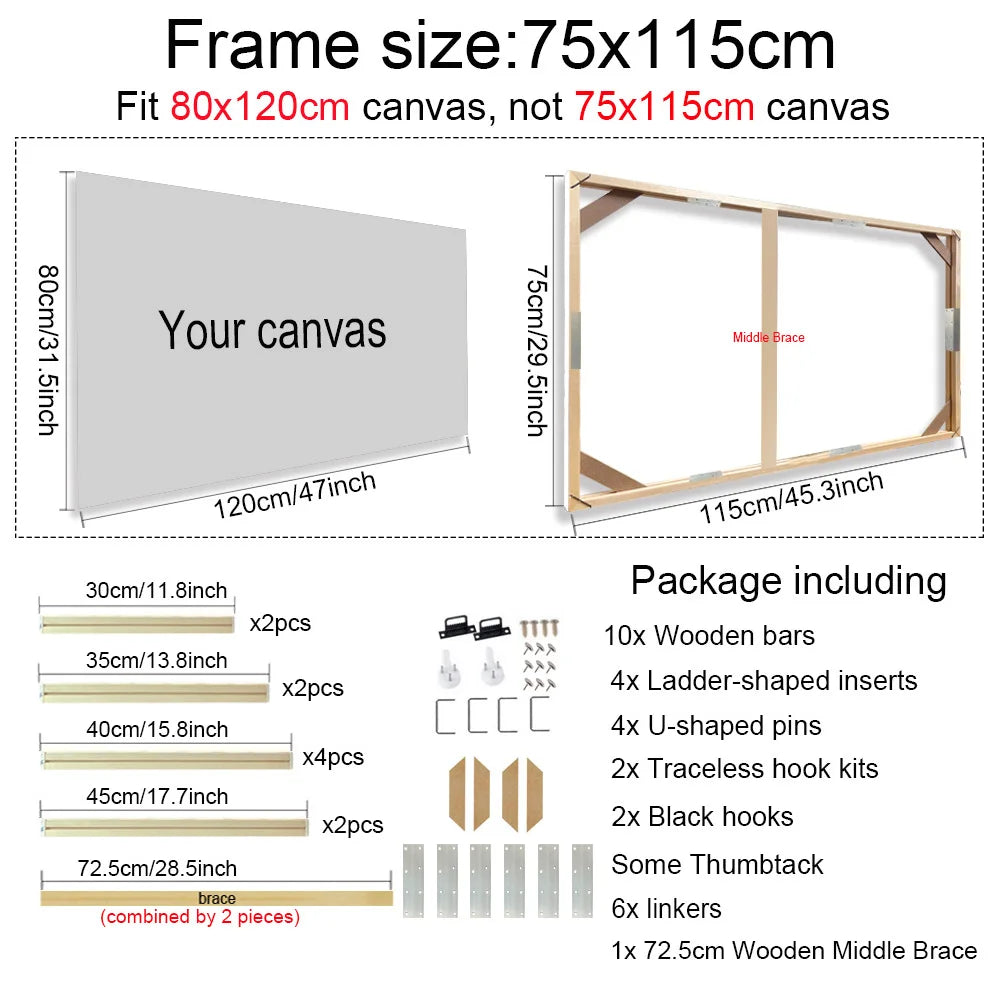Real Wood Frames 30x40 50x70 80x120cm For Framing Canvas Prints DIY Framing Kits Canvas Stretcher Bars Natural Wood Easy To Assemble - Fixtures and Fittings Included