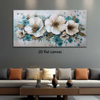 Extra Large Modern Canvas Wall Art, Abstract White Flowers Wall Art Picture Picture For Living Room Bedroom Decor - Frameless