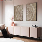 Boho White Mandala Canvas Print Set – Neutral Beige Unframed Wall Art for Modern Living Room, Bedroom & Scandinavian Minimalist Home Décor
