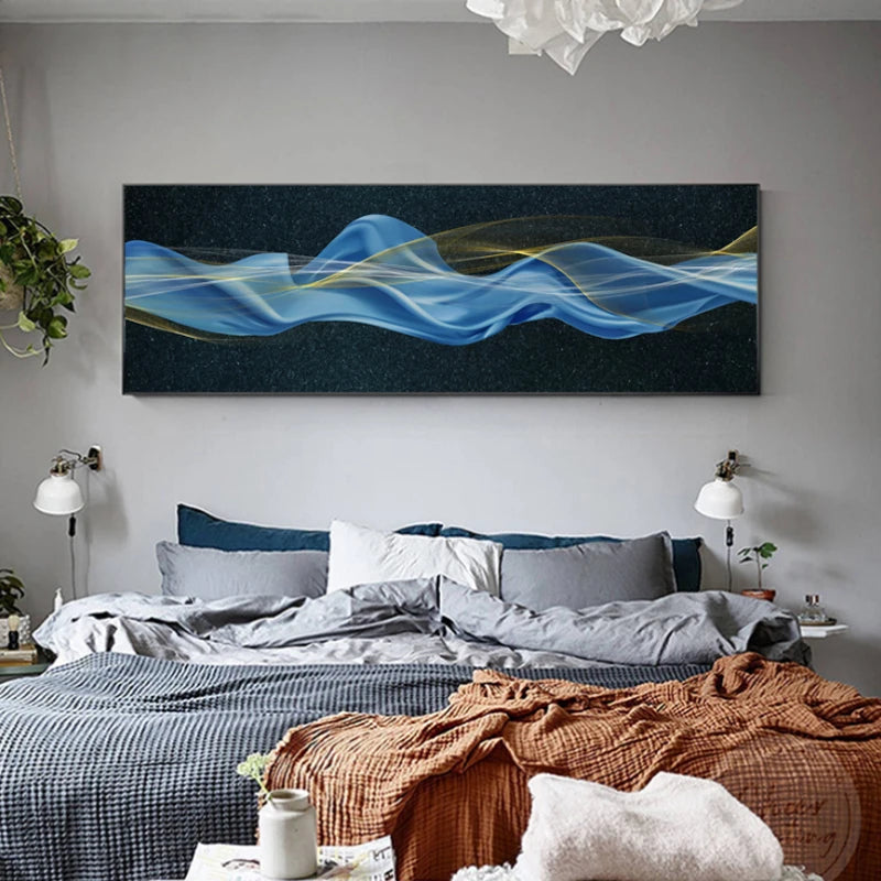 Light Luxury Flowing Ribbon Concept Abstract Wall Art Fine Art Canvas Prints - Wide Format Pictures For Bedroom Above The Bed Modern Art For Above The Sofa