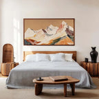 Large Abstract Sunrise Mountain Landscape Canvas Print Wall Art – Warm Orange & Brown Artwork for Modern Apartment Home Decor