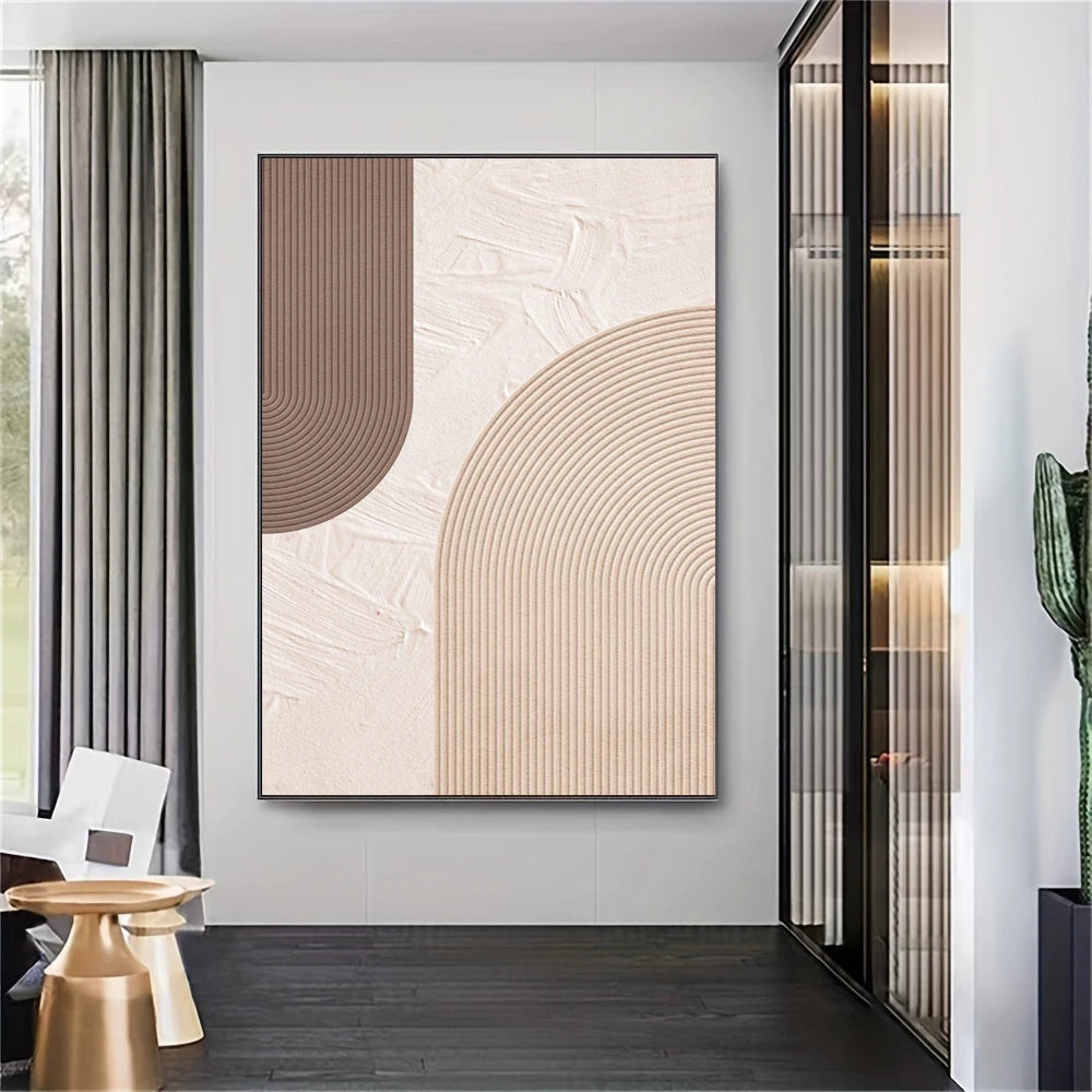 Neutral Colors Minimalist Abstract Geometric Wall Art Fine Art Canvas Prints - Modern Art For Reception Room Foyer Living Room Art For Contemporary Apartment Decor
