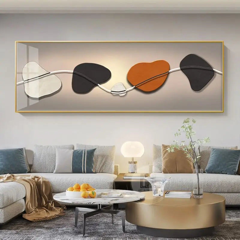 Wide Format Abstract Auspicious Wall Art Fine Art Canvas Prints - Feng Shui Wall Decor For Living Room Above The Sofa Light Luxury Pictures For Above The Bed