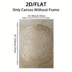 Gold Tree Ring Wall Art – Circular Wood Grain Pattern Design – Modern Neutral Unframed Canvas Print for Minimalist Living Room Decor