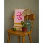 Pink Romantic Quote Wall Art – Handwritten “My Heart Is Yours” Typography – Modern Minimalist Unframed Canvas Print for Bedroom