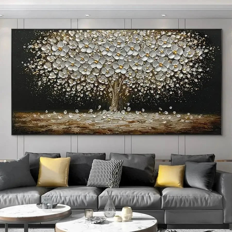 Abstract 3D Gold Tree Wall Printing Painting on Canvas,Abstract Wall Picture,Modern Home Decoration,Flowers Art Poster,Mural