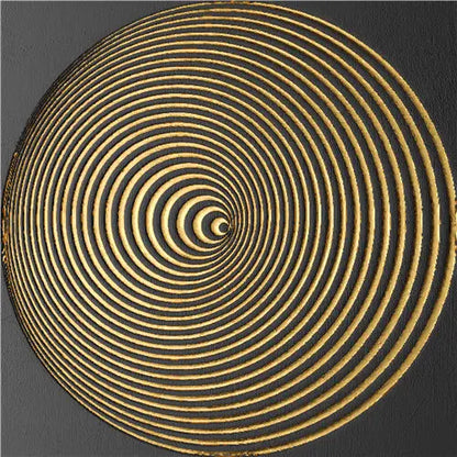 Modern Abstract Golden Spherical Square Format Wall Art Fine Art Canvas Prints - Modern Artworks For Living Room Dining Room Art For Contemporary Home Decor