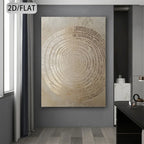 Gold Tree Ring Wall Art – Circular Wood Grain Pattern Design – Modern Neutral Unframed Canvas Print for Minimalist Living Room Decor