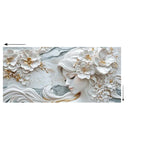 Elegant Floral Goddess Woman Wall Art – White & Golden Flower Hair Design – Canvas Print Artwork for Hair & Beauty Salon and Spa Wall Décor