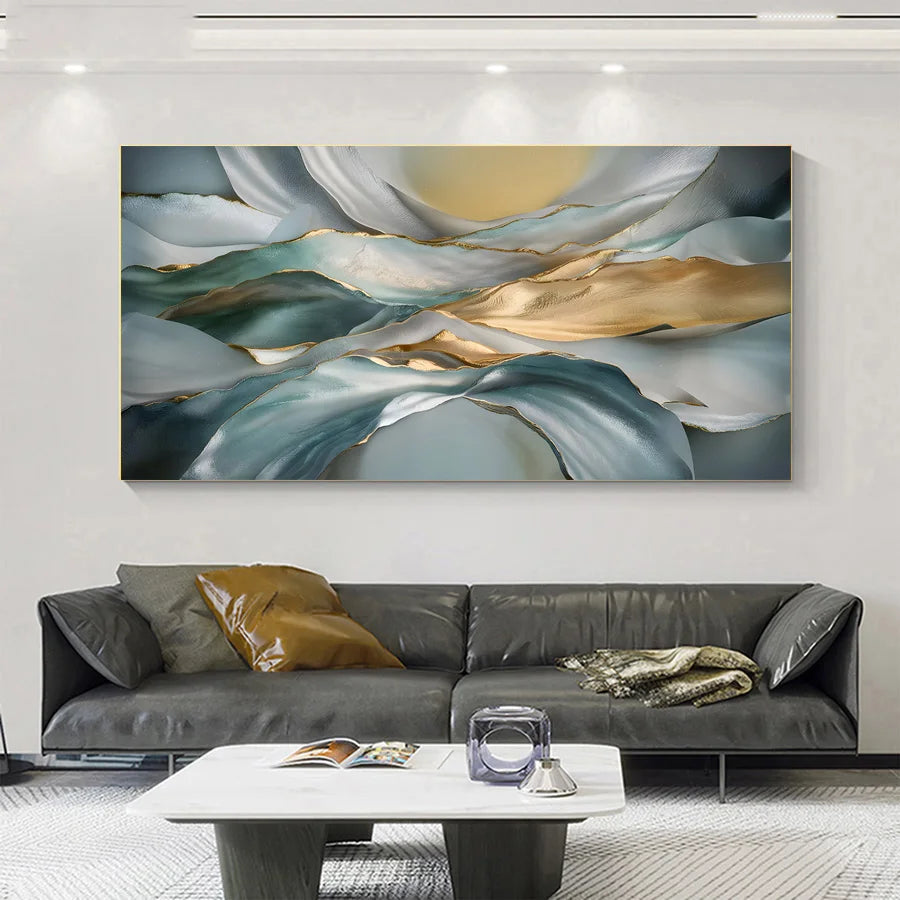 Light Luxury Abstract Biomorphic Ribbon Wall Art Fine Art Canvas Print - Modern Art For Living Room Above The Sofa Bedroom Contemporary Art For Above The Bed