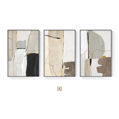 Neutral Colors Beige Grey Nordic Abstract Geomorphic Wall Art Fine Art Canvas Prints - Art For Modern Apartment Living Room Dining Room Home Office Decor