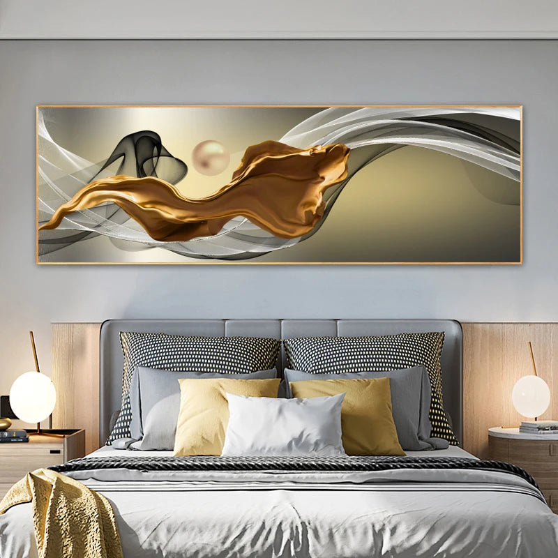 Light Luxury Flowing Ribbon Concept Abstract Wall Art Fine Art Canvas Prints - Wide Format Pictures For Bedroom Above The Bed Modern Art For Above The Sofa