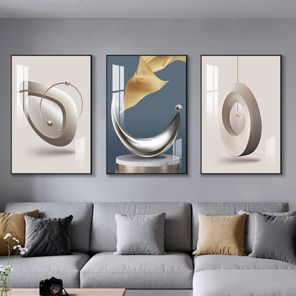 Set of 3Pcs Modern Aesthetics Abstract Geometry Wall Art Fine Art Canvas Prints - Triptych Artworks For Contemporary Apartment Living Room Bedroom Art Decor