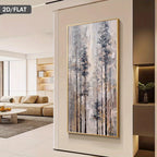 Tall Trees Misty Forest Wall Art – Vertical Format Landscape Artwork for Modern Living Room Décor, Woodland Nature Scene, Large Format Canvas