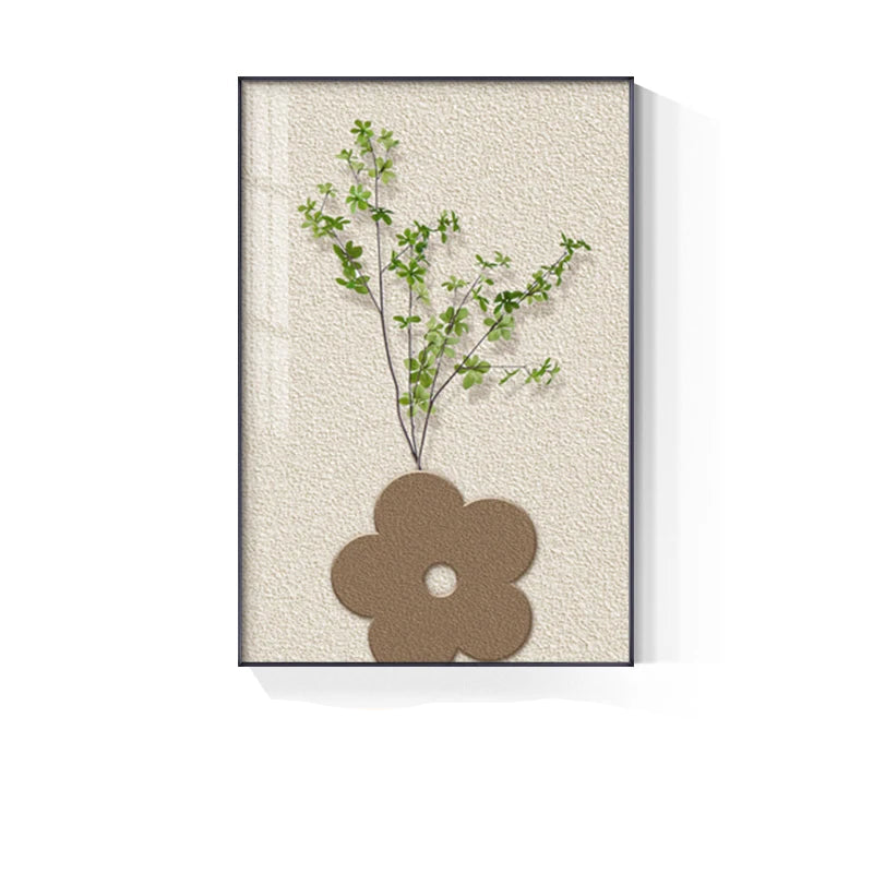 Bohemian Abstract Floral Vase Still Life Wall Art Fine Art Canvas Prints - Modern Botanical Pictures For Living Room Dining Room Art For Contemporary Boho Home Decor
