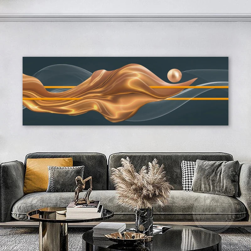 Light Luxury Flowing Ribbon Concept Abstract Wall Art Fine Art Canvas Prints - Wide Format Pictures For Bedroom Above The Bed Modern Art For Above The Sofa