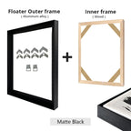 Slim Metal Bezel Floating Canvas Picture Frame Brushed Gold Silver Sizes 60x90, 50x70, 40x50cm etc DIY Framing Kit Includes Outer Metal Frame + Inner Wood Frame