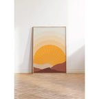 Large 3‑Panel Abstract Sunrise Canvas Print Wall Art – Warm Earthy Orange & Brown Unframed Abstract Artwork for Modern Interior Decor