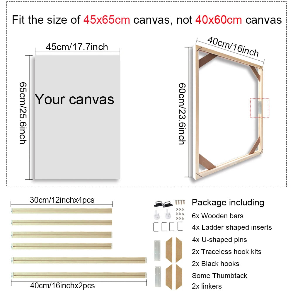 Wooden Frames 40x50 60x90 50x70cm For Framing Canvas Prints DIY Framing Kits Canvas Stretcher Bars Natural Wood Easy To Assemble - Fixtures and Fittings Included