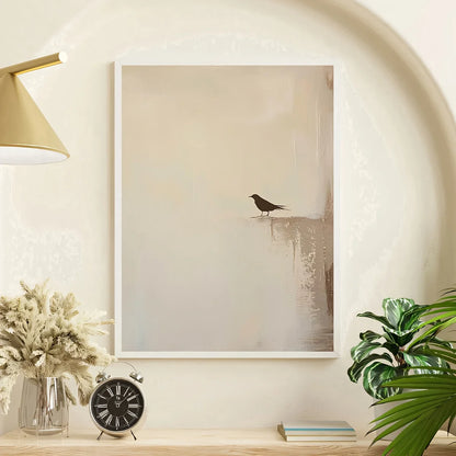 Minimalist Bird Silhouette Canvas Print Wall Art – Neutral Beige Modern Nature Artwork for Living Room, Bedroom & Scandinavian Décor