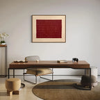 Modern Abstract Geometric Bold Red Grid Unframed Canvas Print Wall Art – Minimalist Design for Feng Shui Inspired Interior Decor