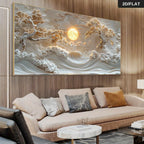 Modern Abstract Golden Moonlit Trees Landscape Canvas Wall Art Unframed Contemporary Home Decor for Living Room, Bedroom Decor