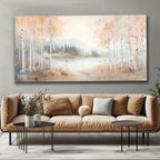 1pc Birch Lined Lake Canvas Wall Art Painting, Frameless Canvas Wall Art Picture Living Room Printing Art Office Home Decortion