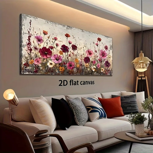 2D Flat, Canvas Wall Art Wildflowers Modern Abstract Painting Frameless Picture Living Room Bedroom Home Decor High Quality
