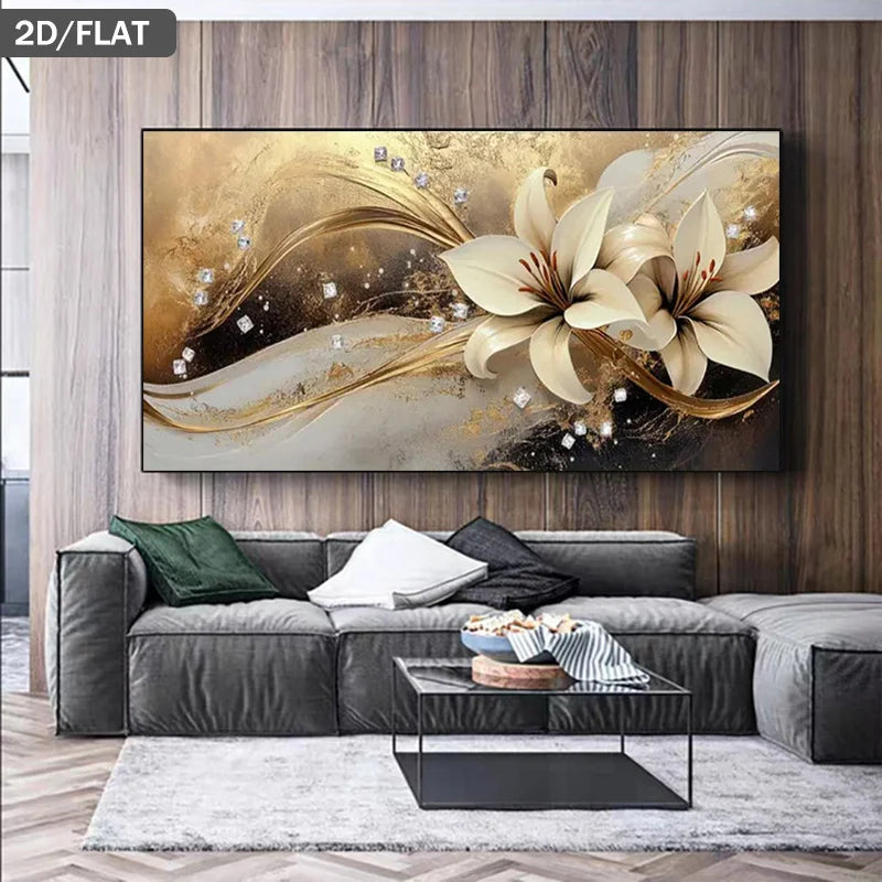 1pc Extra Large Modern Abstract Frameless Floral Art Print Canvas Wall Art, Poster for Living Room, Bedroom, Luxury Home Decorat