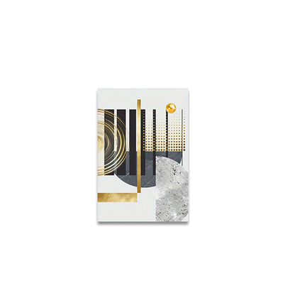 Golden Grey Abstract Geometric Wall Art Fine Art Canvas Prints - Modern Artworks For Apartment Living Room Dining Room Bedroom Art For Contemporary Interiors
