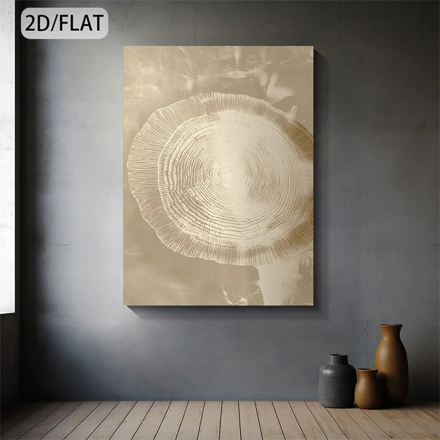 Abstract Tree Ring Canvas Print Wall Art – Modern Minimalist Wood Grain Abstract Artwork For Luxury Living Room, Bedroom & Foyer Décor