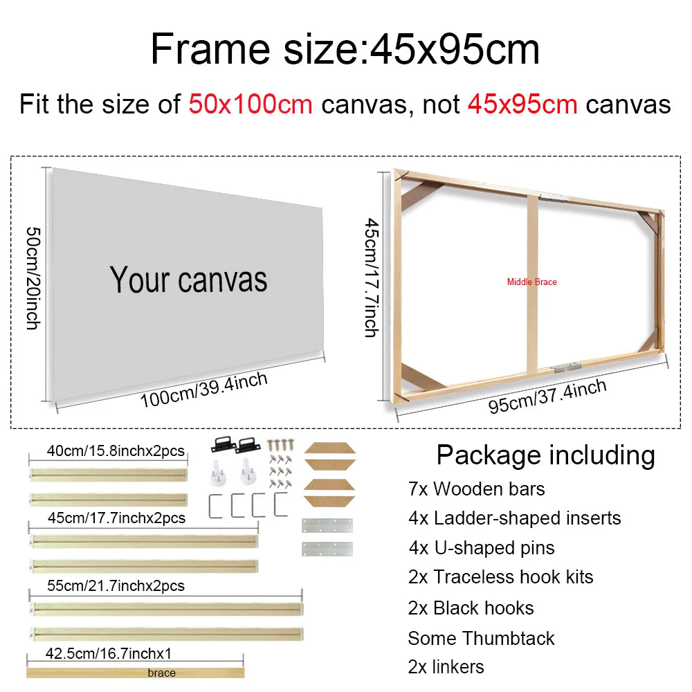 Real Wood Frames 30x40 50x70 80x120cm For Framing Canvas Prints DIY Framing Kits Canvas Stretcher Bars Natural Wood Easy To Assemble - Fixtures and Fittings Included