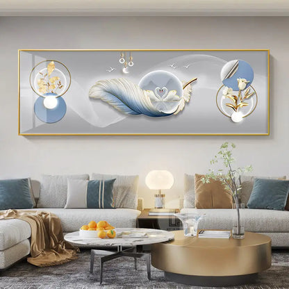 Wide Format Abstract Auspicious Wall Art Fine Art Canvas Prints - Feng Shui Wall Decor For Living Room Above The Sofa Light Luxury Pictures For Above The Bed