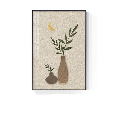 Bohemian Abstract Floral Vase Still Life Wall Art Fine Art Canvas Prints - Modern Botanical Pictures For Living Room Dining Room Art For Contemporary Boho Home Decor