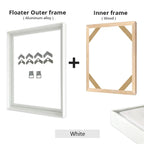 Slim Metal Bezel Floating Canvas Picture Frame Brushed Gold Silver Sizes 60x90, 50x70, 40x50cm etc DIY Framing Kit Includes Outer Metal Frame + Inner Wood Frame