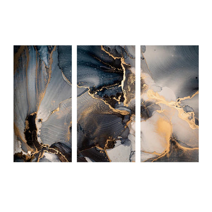 Set of 3 Pcs Abstract Blue Marble Print Wall Art Fine Art Canvas Prints - Modern Art For Living Room Foyer Dining Room Decor Art For Contemporary Interiors