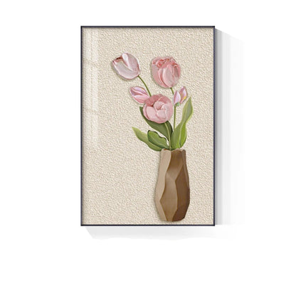 Bohemian Abstract Floral Vase Still Life Wall Art Fine Art Canvas Prints - Modern Botanical Pictures For Living Room Dining Room Art For Contemporary Boho Home Decor