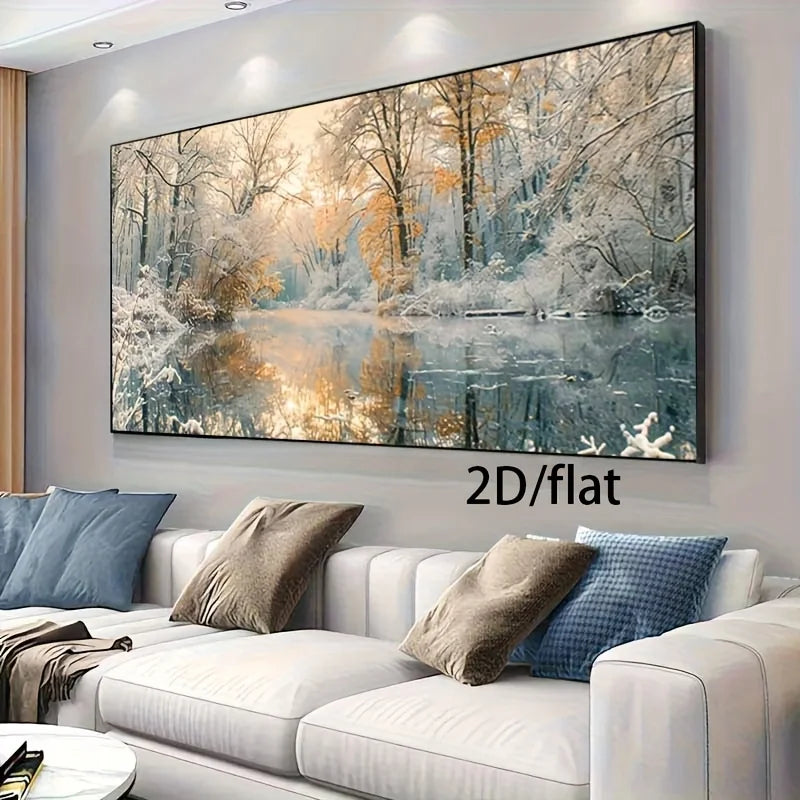 1pc Frameless Modern Peaceful Winter Scenery Canvas Poster for Bedroom and Living Room Decoration Cuadros No Frame, 2D/flat