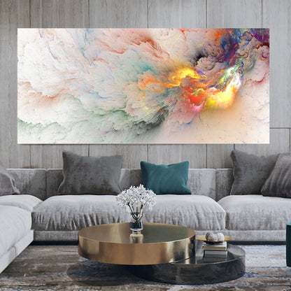 Alien Cloud Abstract Wide Format Wall Art Fine Art Canvas Print - Modern Neutral Colors Living Room Picture For Above The Sofa Bedroom Art For Above The Bed