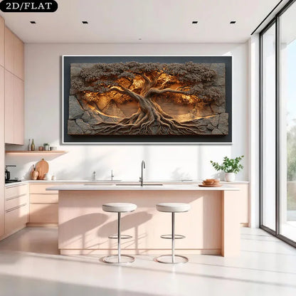 Large Tree of Life Unframed Canvas Print Wall Art – Neutral Nature‑Inspired Design for Modern Foyer, Living Room & Contemporary Home Decor