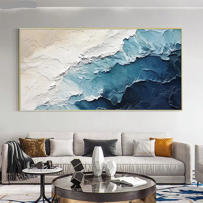 Ocean Surf Sand Shoreline Coastal Landscape Wall Art Fine Art Canvas Prints - Modern Art For Living Room Dining Room Bedroom Art For Contemporary Interiors