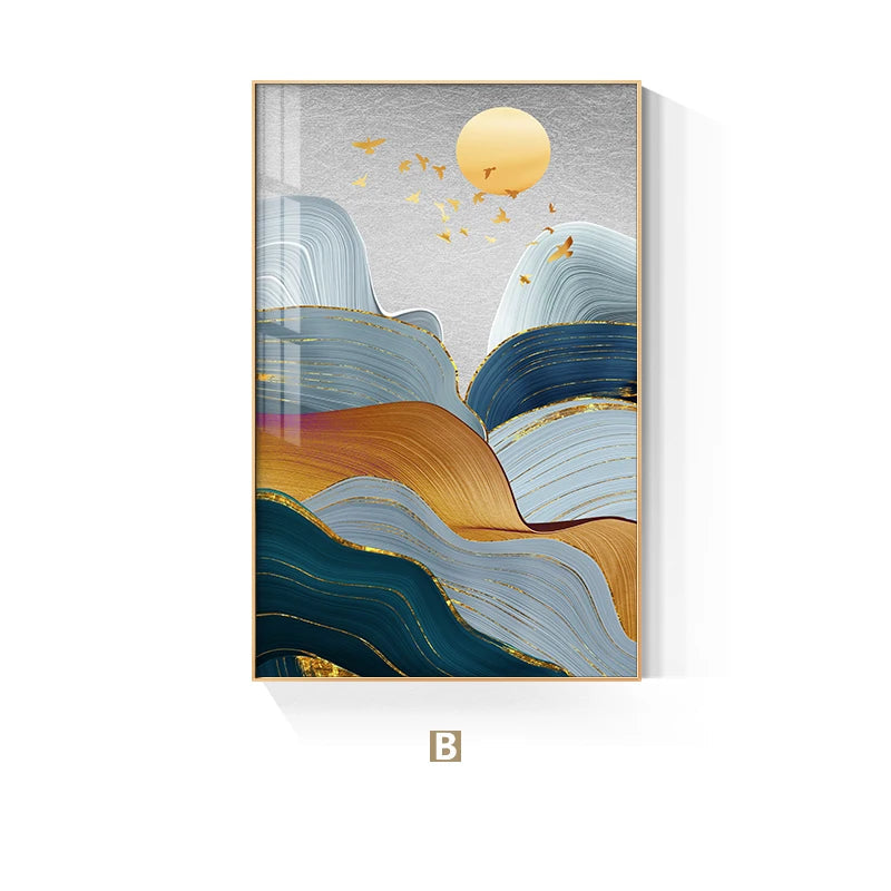 Modern Abstract Flowing Landscape Wall Art Fine Art Canvas Prints - Art For Modern Apartment Living Room Dining Room Foyer Art For Contemporary Home Decor