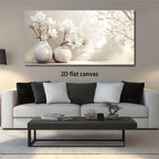 Canvas Wall Art 2D Flat Magnolia in Vase Modern Abstract Painting Frameless for Living Room Bedroom Office Home Decor Wall Decor