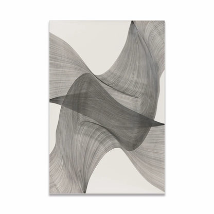 Minimalist Grey Flowing Lines Abstract Wall Art Fine Art Canvas Prints - Modern Artwork For Living Room Bedrom Dining Room Art For Modern Apartment Decor