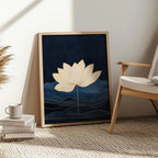 Large Unframed Lotus Flower and Mandala Pattern Canvas Print Wall Art for Modern Boho Living Room and Contemporary Home Décor Styling