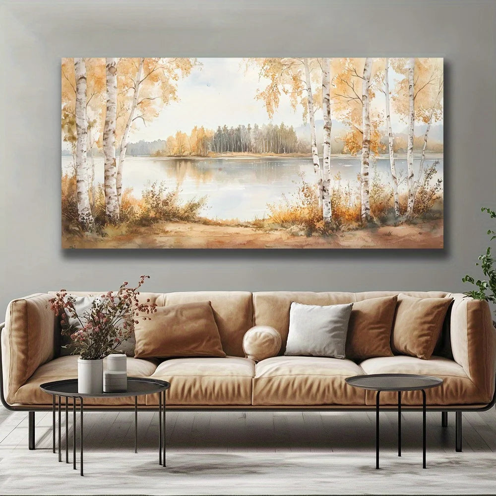 Vintage Landscape Painting, Autumn Scenery Frameless for Living Room, Bedroom, Office Decor, Modern Canvas Print Home Decorate