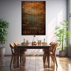 Large Ancient Egyptian Hieroglyphs Unframed Canvas Print Wall Art – Brown & Turquoise Historical Symbolic Artwork for Modern Bedroom