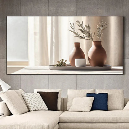 Mediterranean Vase Still Life Wall Art Fine Art Canvas Prints - Neutral Color Tones Contemporary Art For Living Room Dining Room Art For Modern Home Decor