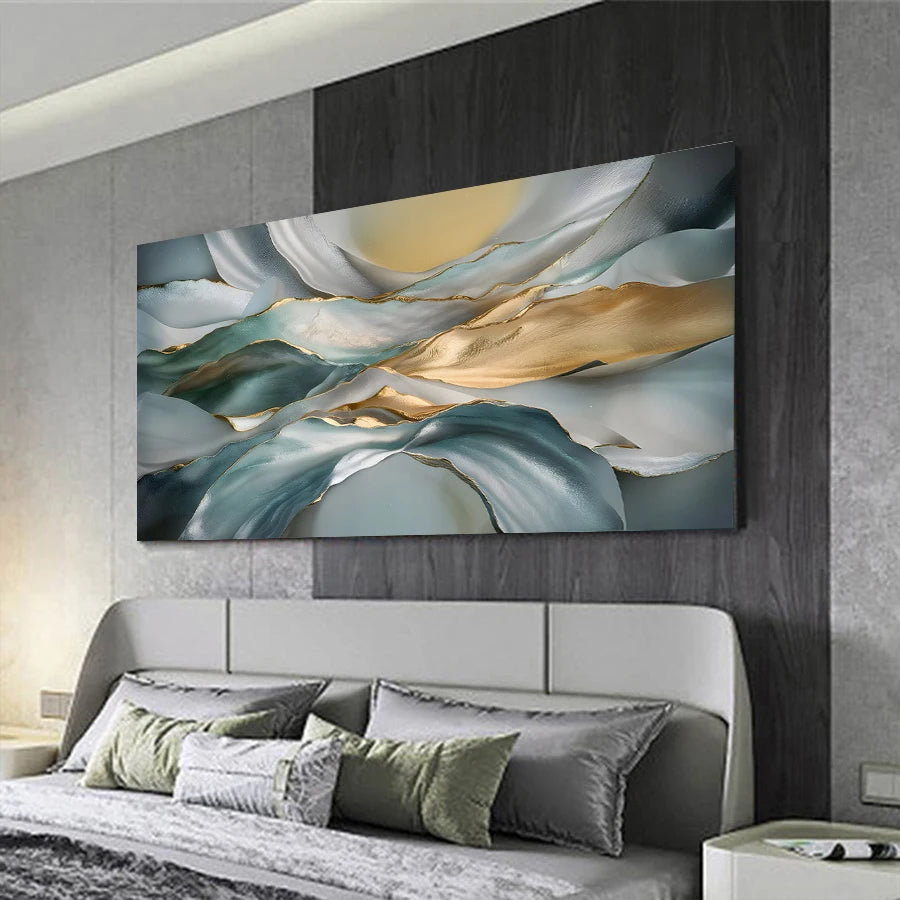 Light Luxury Abstract Biomorphic Ribbon Wall Art Fine Art Canvas Print - Modern Art For Living Room Above The Sofa Bedroom Contemporary Art For Above The Bed